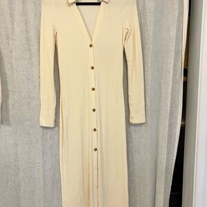 Walter Baker Ribbed Cream Button-Down Dress